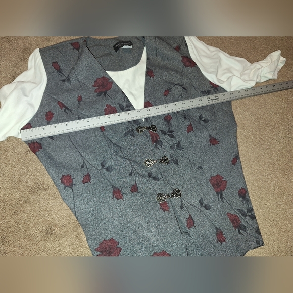 Chad Stevens 2 piece pants  suit / size 16w / gray with floral design - Picture 13 of 15